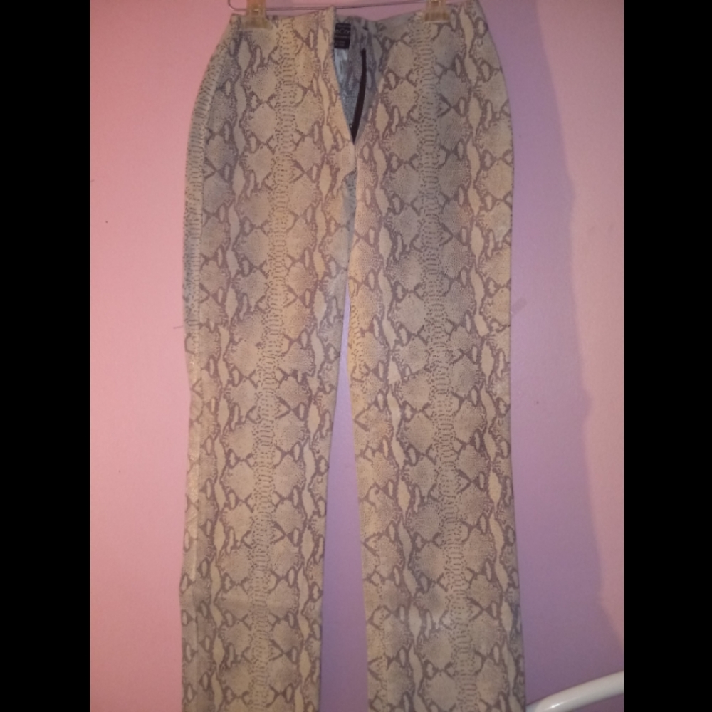 Faux Snakeskin Genuine Leather Pants